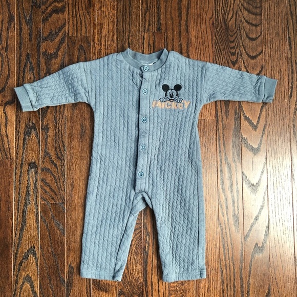 Disney Baby Boys 3-6M Blue/Gray Quilted Onesie w/Embroidered Mickey - EUC! - Picture 1 of 7